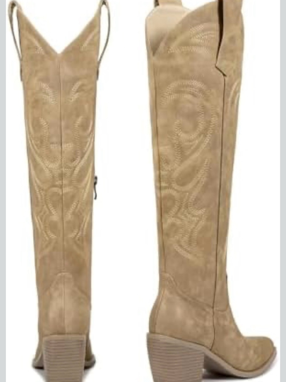 Women’s Western-Inspired Apricot / Taupe Knee-High Boots